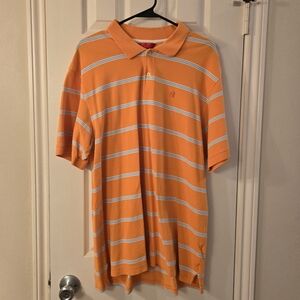 Mens Izod Orange Striped Polo Shirt